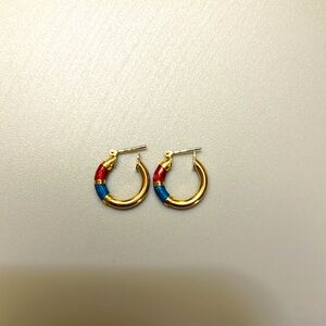 Italy 750 18kt Gold with colored enamel earrings. Rare- Vintage 1980’s. Clasps